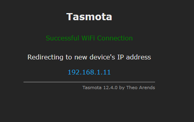 Tasmota successful connection to wifi 